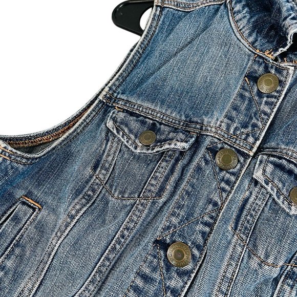 American Eagle Denim Vest Women's Size Medium Jean Jacket Blue Button Up - Picture 4 of 12
